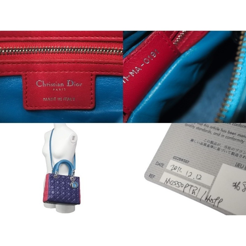 Dior Christian Lambskin Lady Tricolore Handbag - Picture 9 of 9